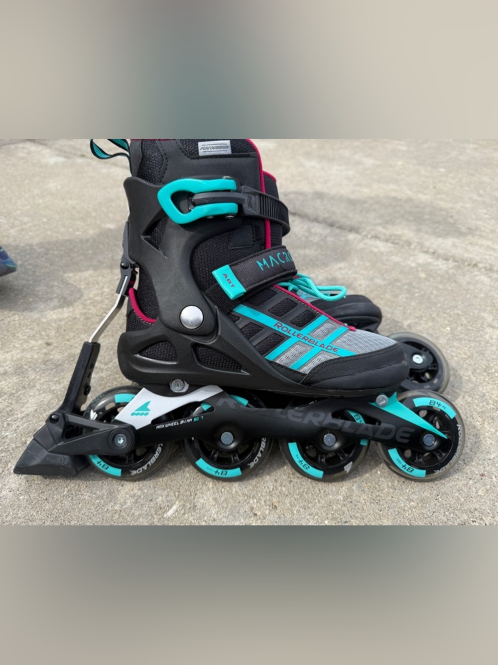 Rollerblade Macro Adjustable Women's Inline Skates in Black/Teal/Pink ABT brake - Picture 2 of 8